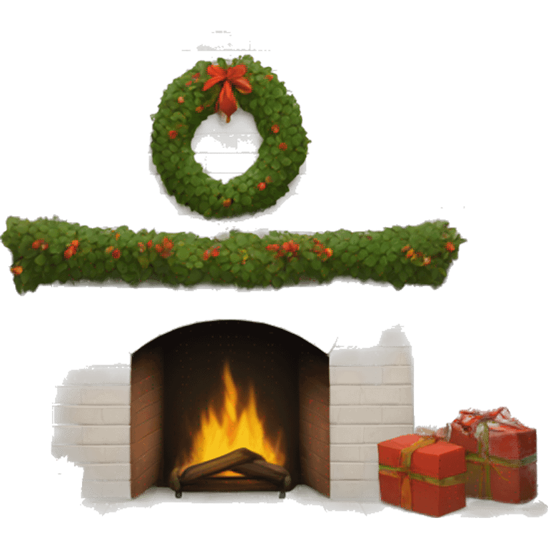 Brick Fireplace with wreath  emoji