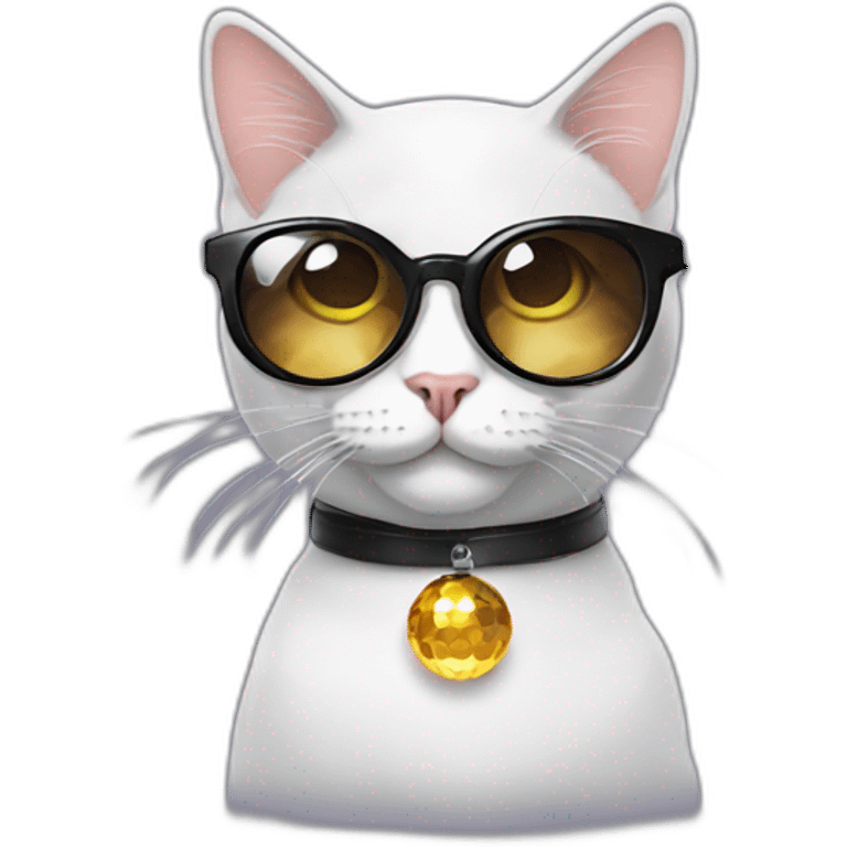 cat with disco ball and glasses emoji