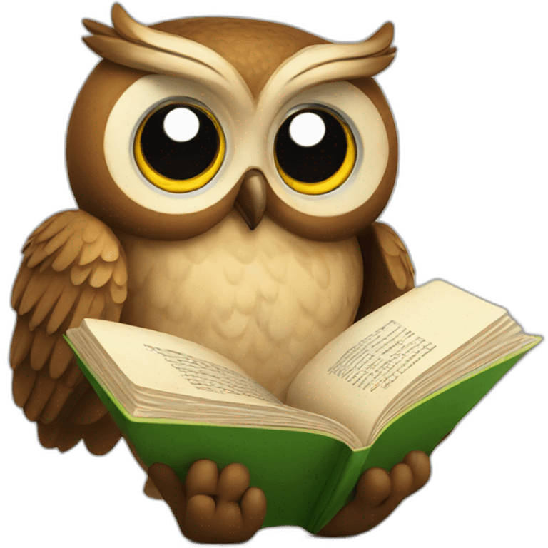 a big owl reading book emoji