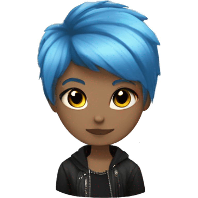 Short blue hair punk girl with black cloth and white wings emoji