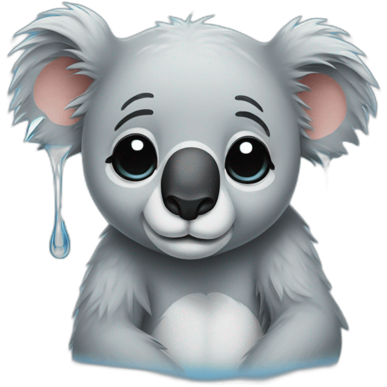 Koala soaking wet with tears of grief emoji