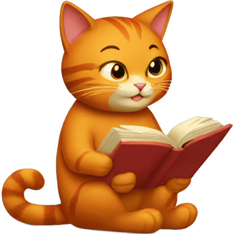 Red cat reading emoji