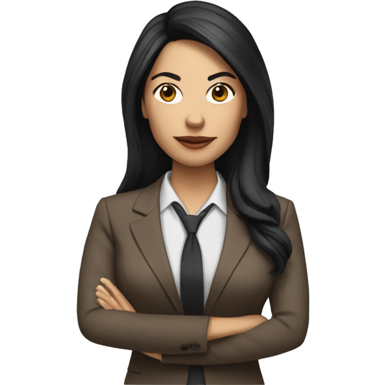 Female defense attorney with long black hair with brown suit emoji