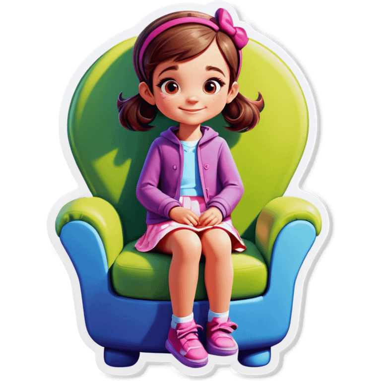 Little girl sitting in huge chair emoji