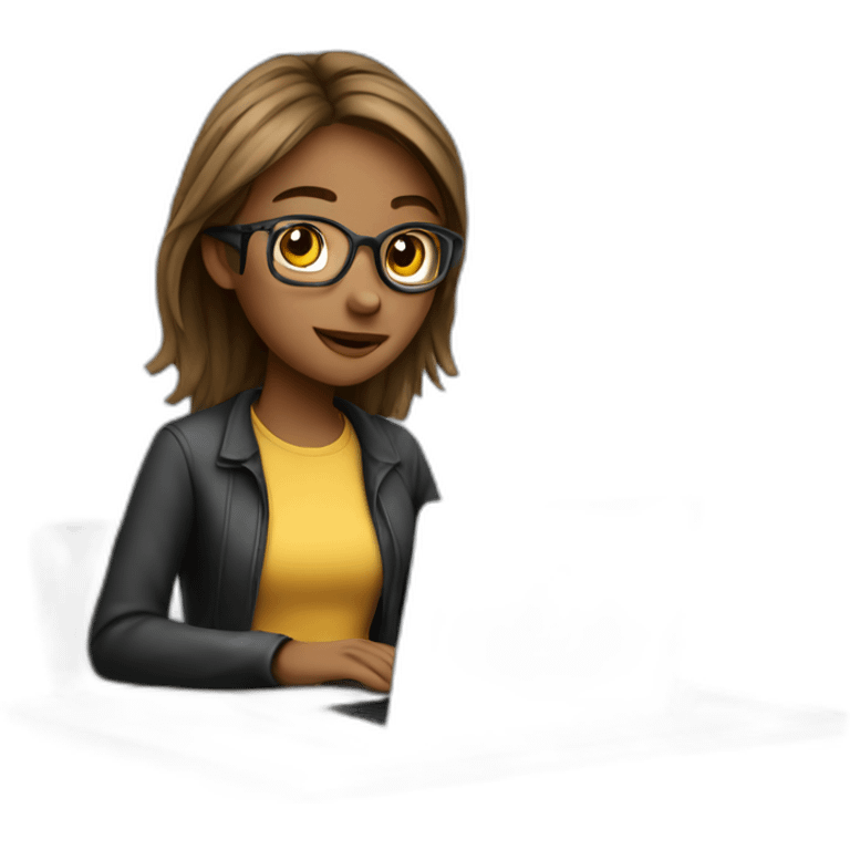 programmer girl work with MacBook emoji