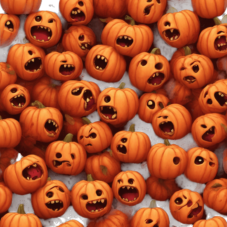 Red zombies crawling out of pumpkin emoji