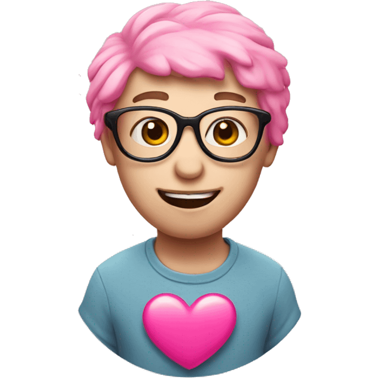 Pink heart with glasses  emoji