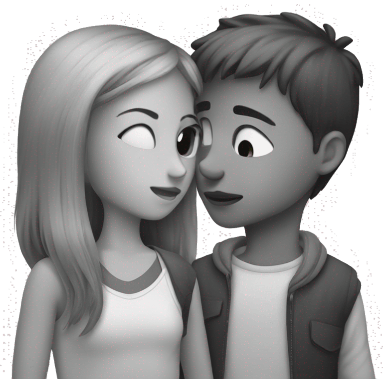 girl and boy portrait kissing emoji