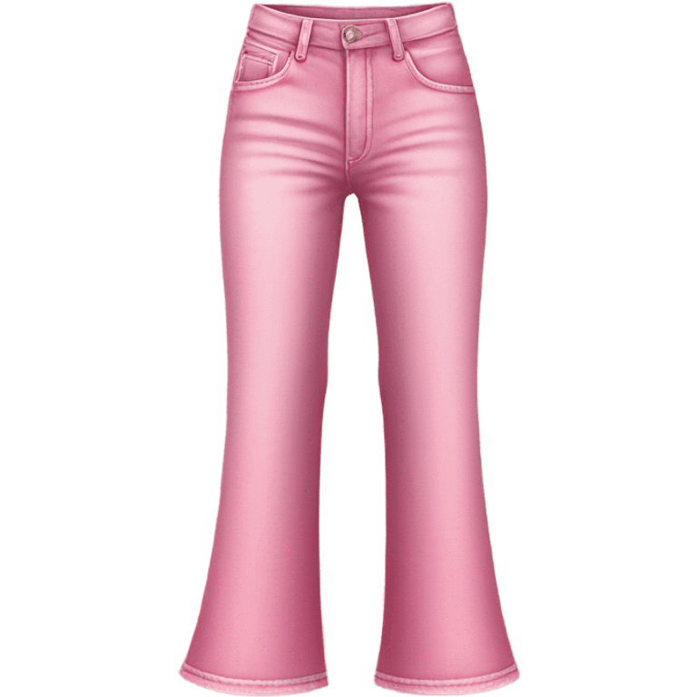 Realistic long Wide leg high waisted pink printed jeans, isolated emoji