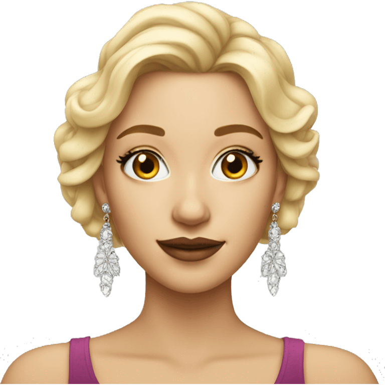 blonde girl with earrings portrait and makeup  emoji