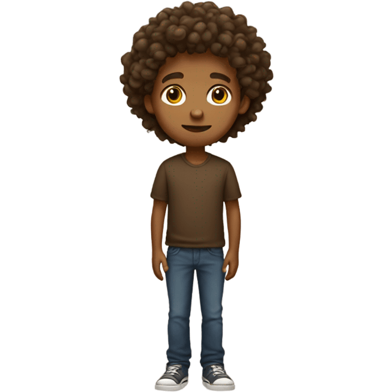 brown boy with curly hair full body emoji