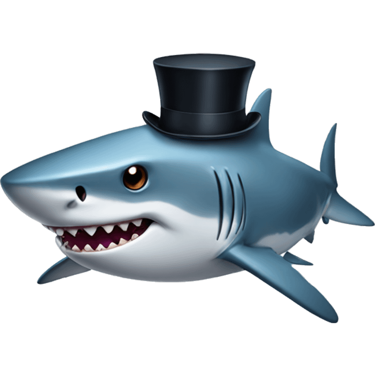 Shark with a top hat emoji