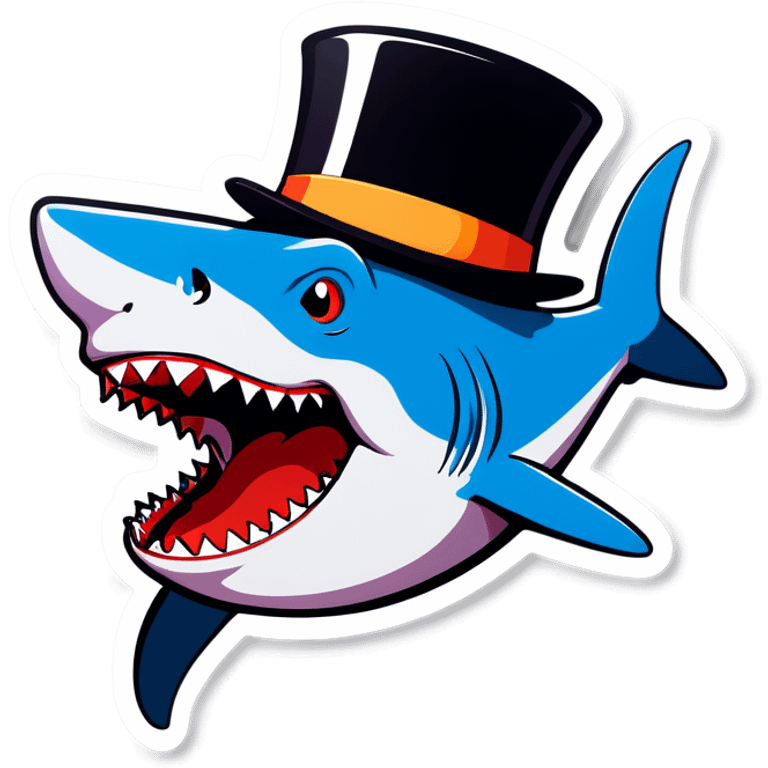 Shark with a top hat emoji