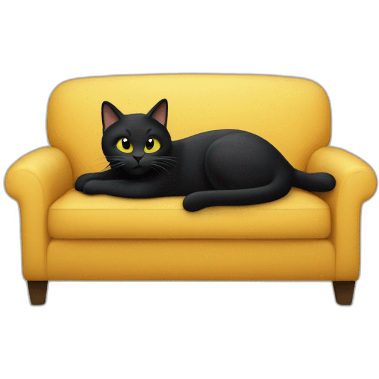 Un chat noir qui fait ses griffes sur un canapé emoji