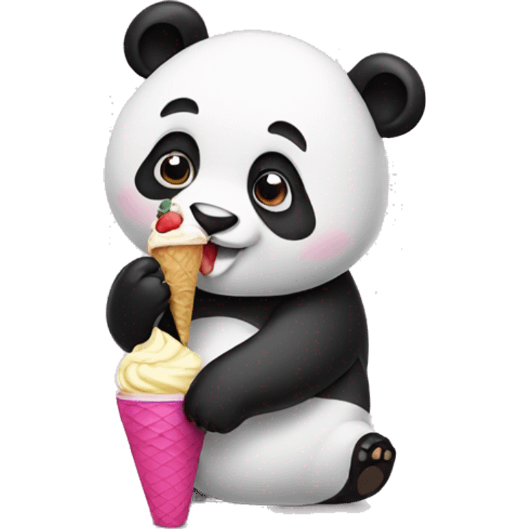 Panda eating ice cream emoji