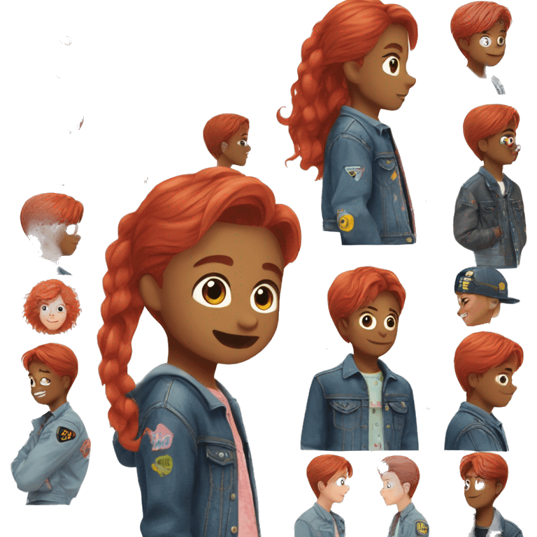 nct dream member with red hair and denim jacket emoji