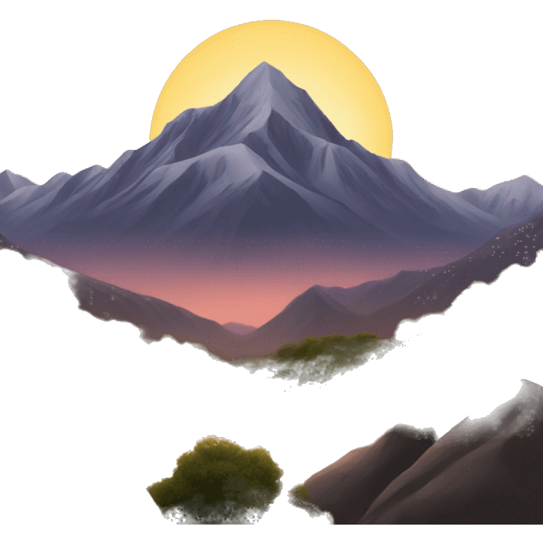 A mountain and a sunset emoji