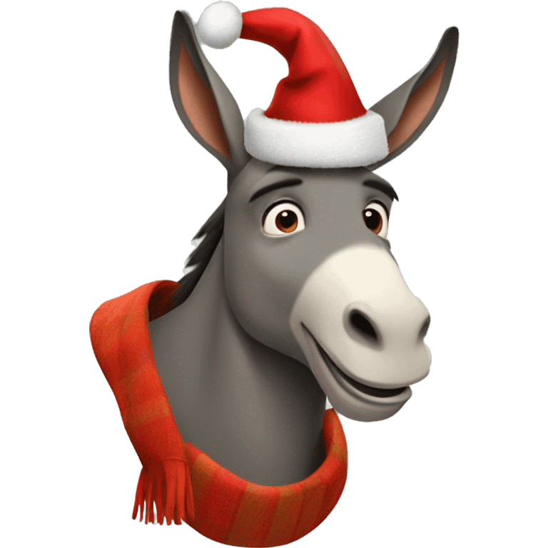 Donkey from Shrek wearing a Christmas hat emoji