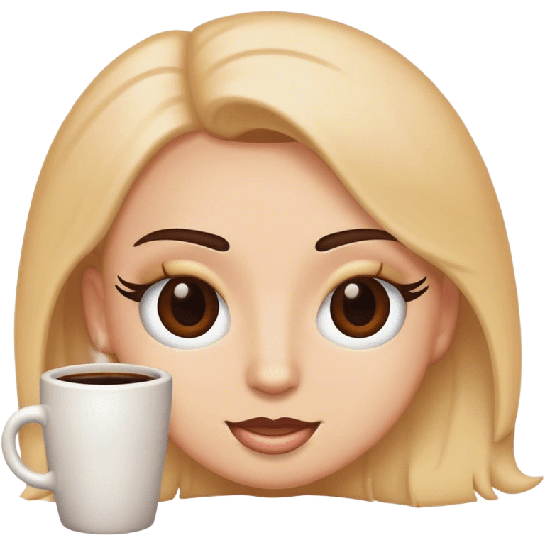 Emoji with eyelashes and coffee emoji