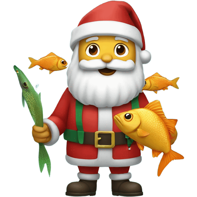 Santa with fish in his hands  emoji