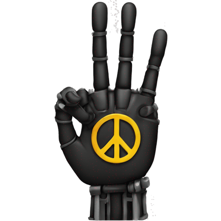 black robotic peace sign hand emoji