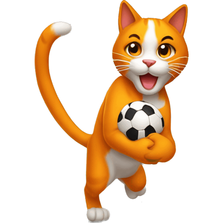 Gato naranja jugando con una pelota  emoji