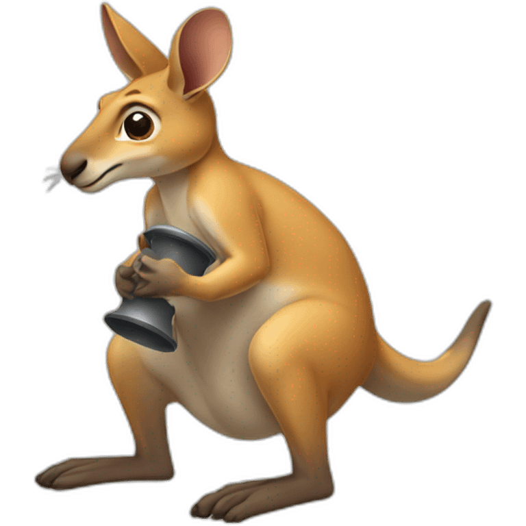 kangaroo lifting dumbelss emoji