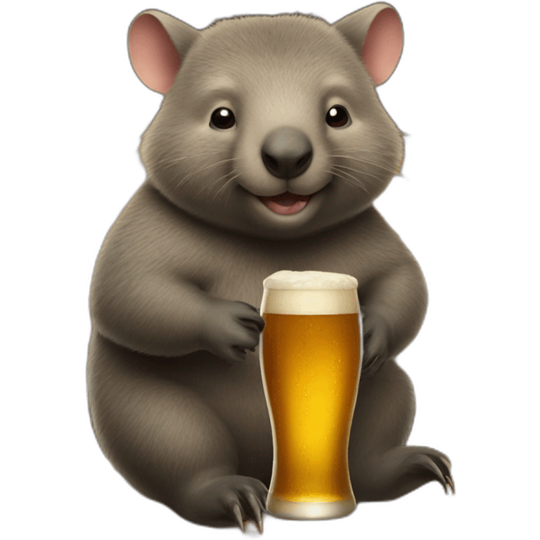 a wombat sitting at a bar with a beer emoji