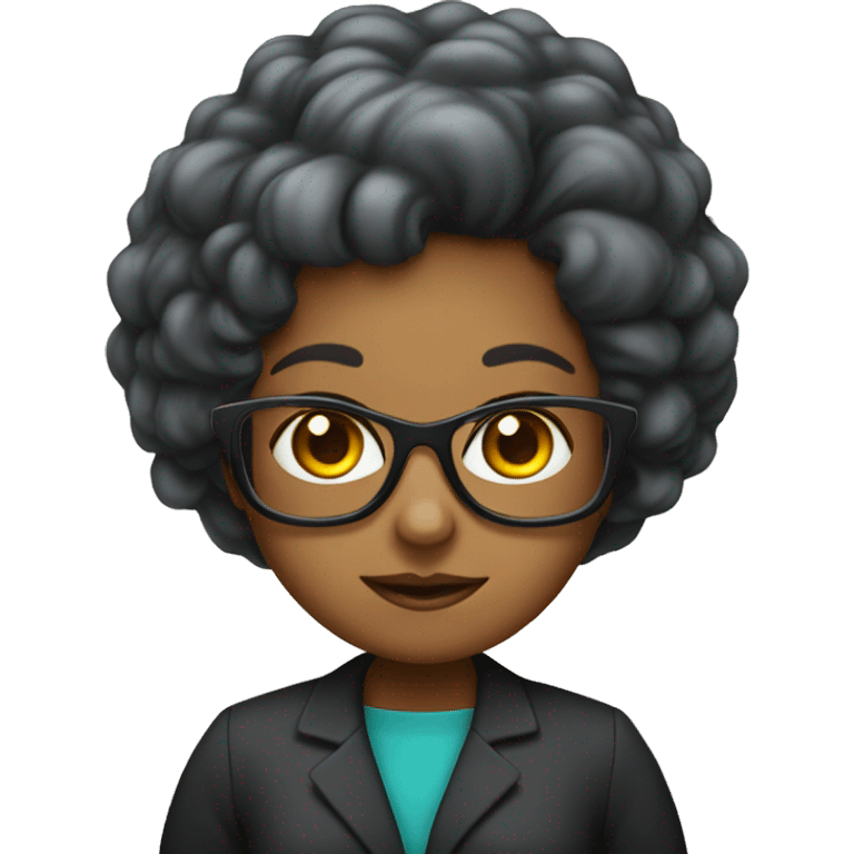 lady professor, black, colourful hair, 3 eye emoji