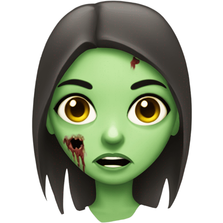 Brunette zombie girl in horror zombie green  emoji