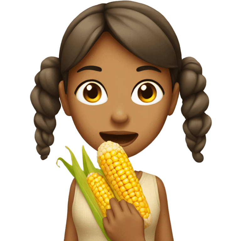 Tan girl with corn in mouth  emoji