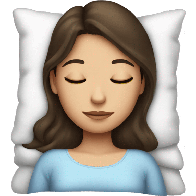 Brunette girl sleeping in the bed emoji