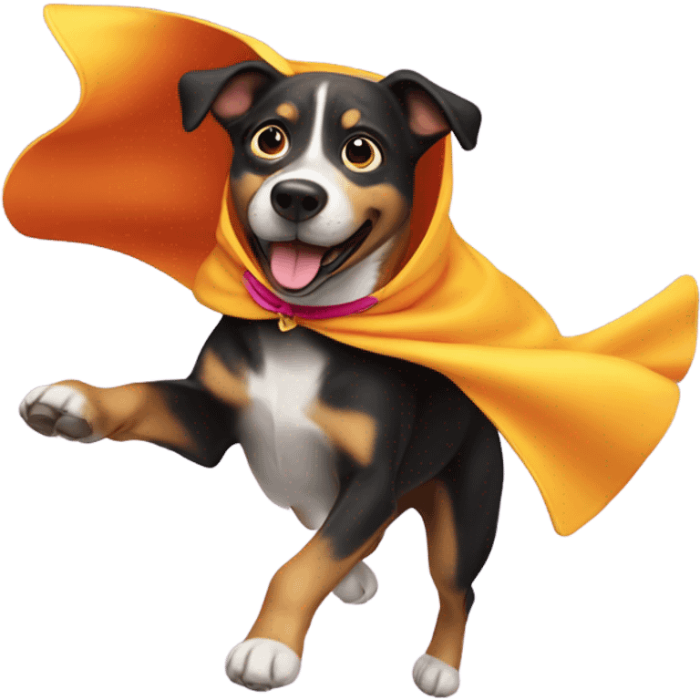 Dog flying with cape emoji