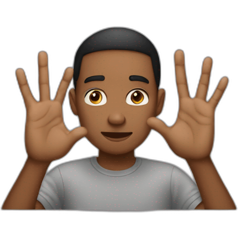 young man with both palms of his hand showing as if he didn't care emoji