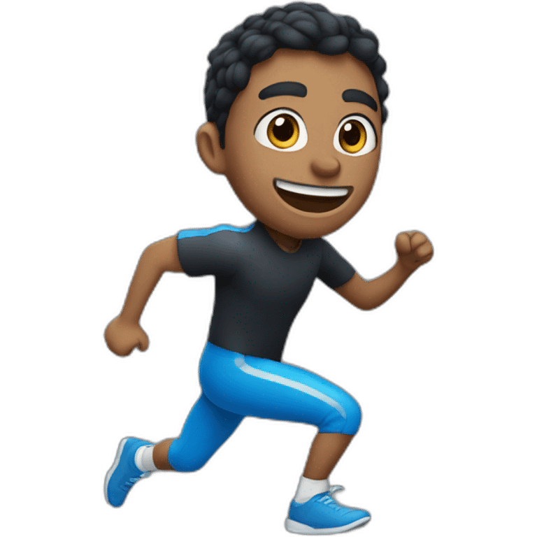 una persona corriendo, negra con ojos azules emoji