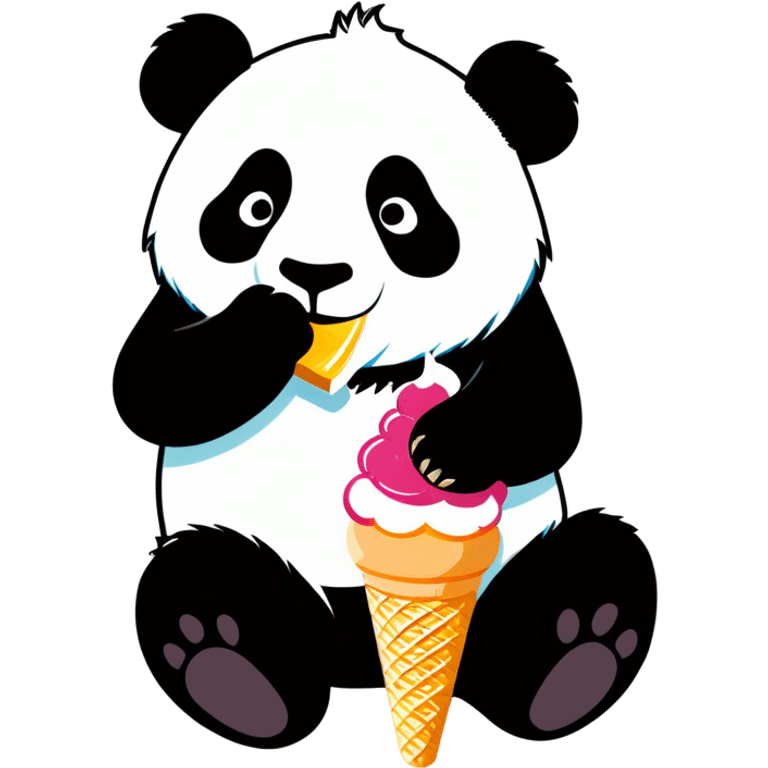 Panda eating ice cream emoji