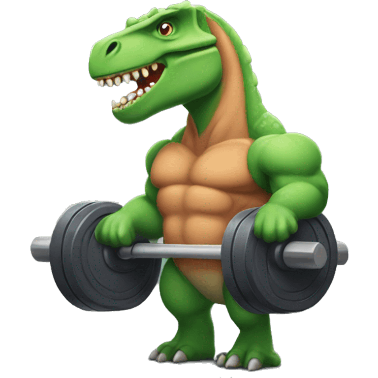 strong dino at gym emoji