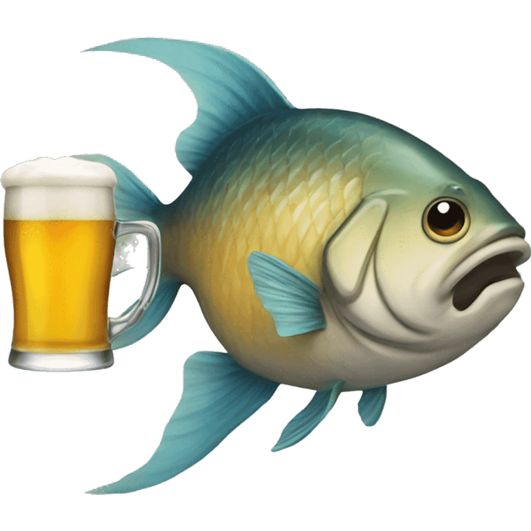 Fish drinking a beer emoji