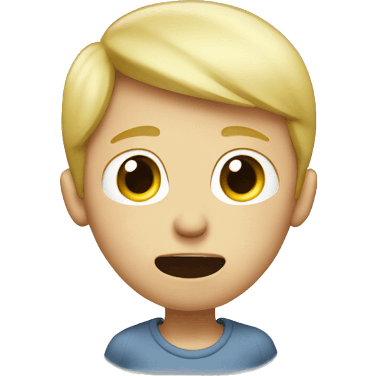 A blond boy who sucks air with his mouth emoji