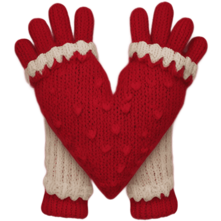 Beautiful knitted heart gloves emoji