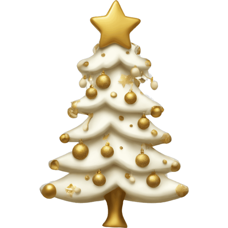 vanilla  Christmas tree with white and gold decorations emoji