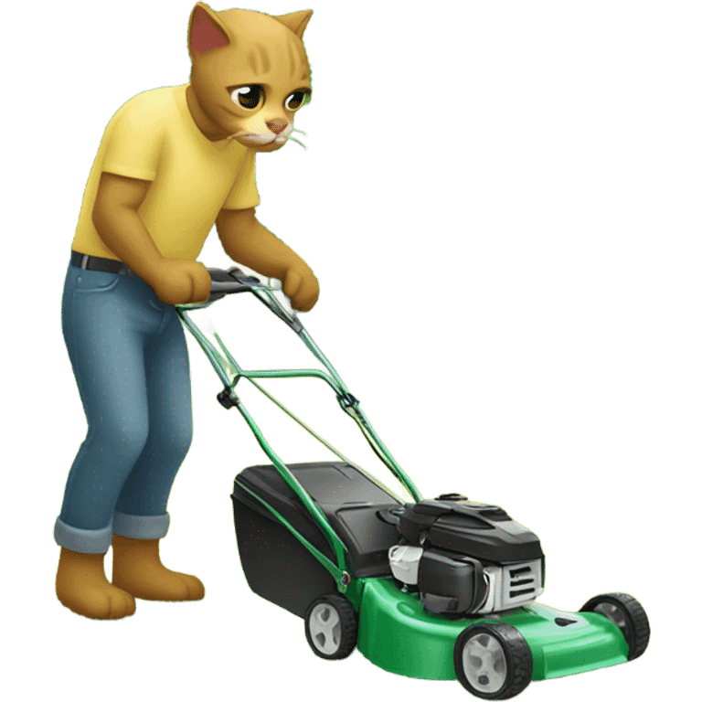 cat mowing lawns emoji