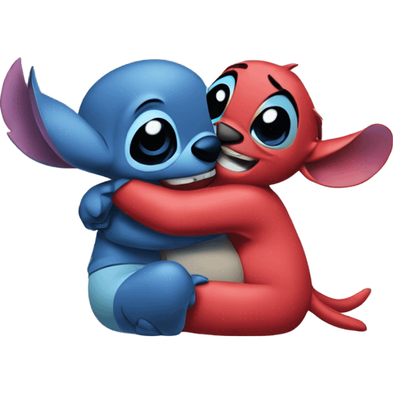 Stitch hugging Lilo emoji