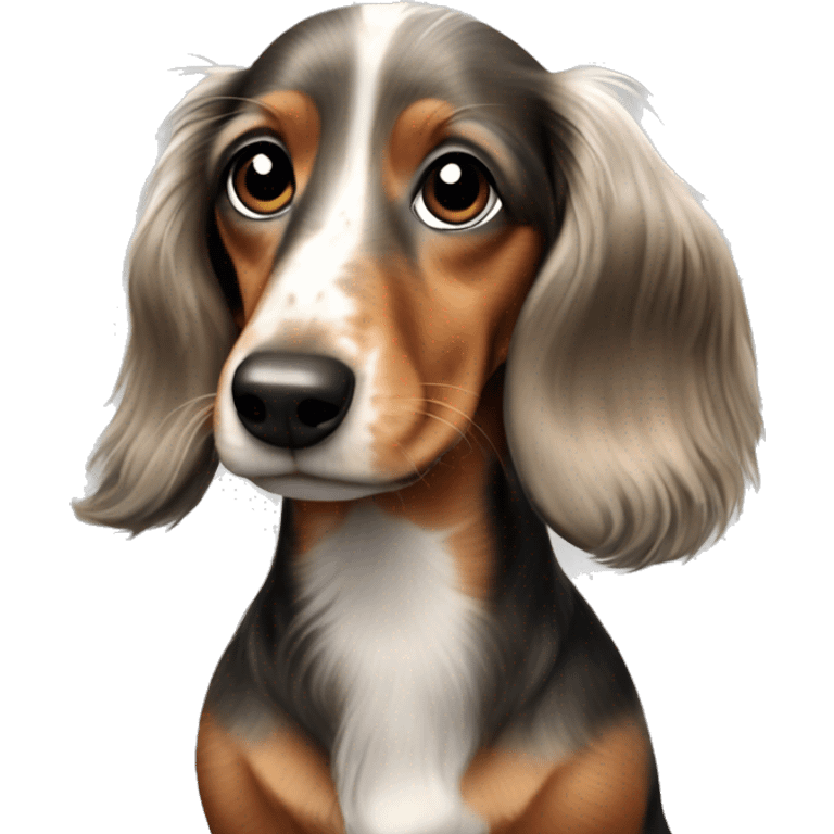 Trio merle long haired Dachshund  emoji