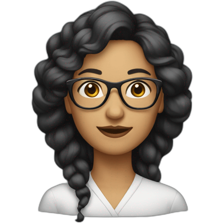 Femme cheveux noir et lunette emoji