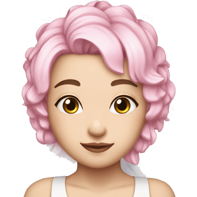 Beautiful, peony, fairy, white ong, light pink hair, big wings, fair skin emoji