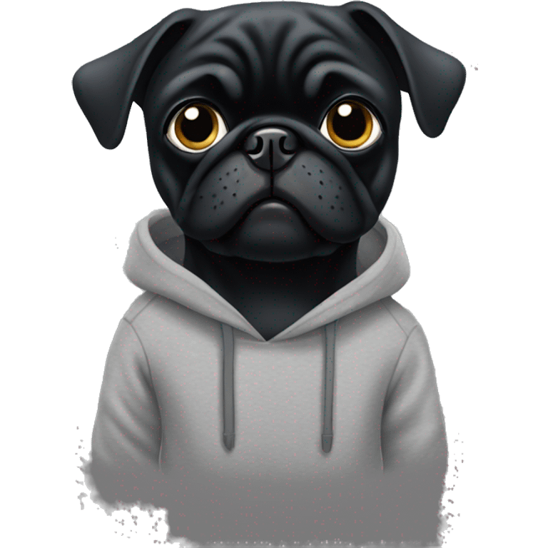 Black pug with grey sweatshirt emoji