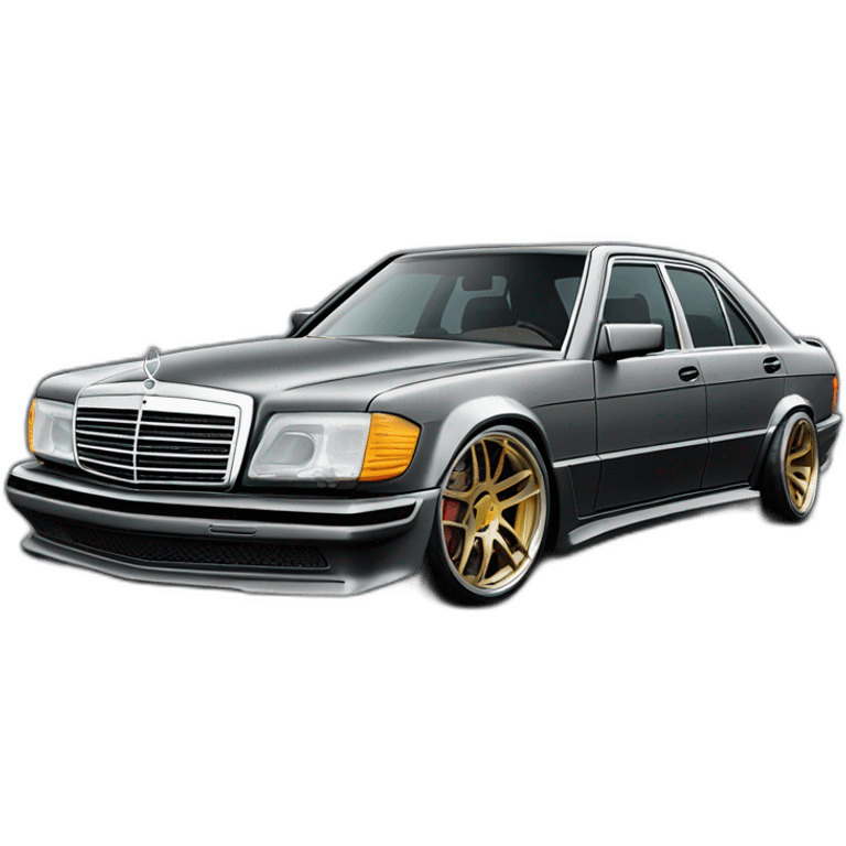 Mercedes SEL AmG with body kit custom and amg aero wheels front side angle  emoji