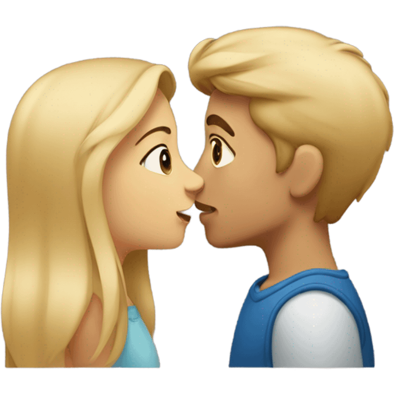 Blonde Girl and Brown haired Boy Kissing emoji