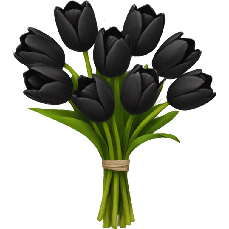 black tulips bouquet emoji